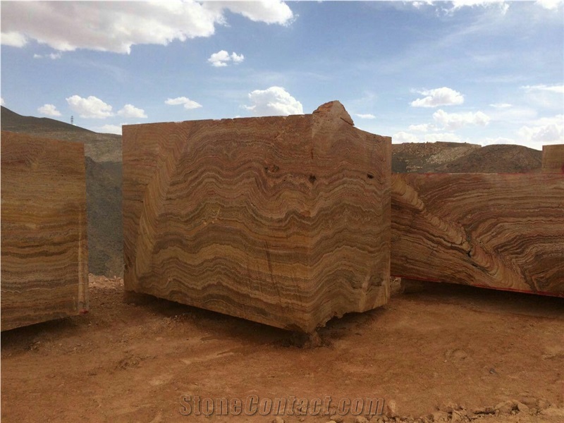 Red and Beige Travertine Block