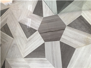 White&Grey Wooden Grain Marble Tile Pattern