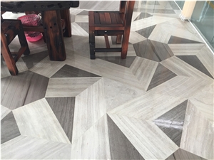White&Grey Wooden Grain Marble Tile Pattern