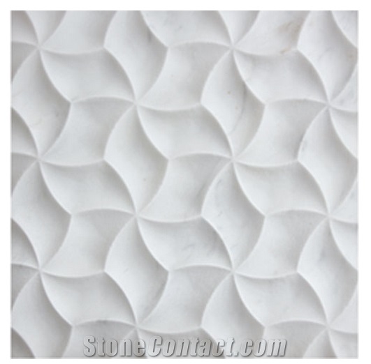 Cnc Beige Marble Carving / 3d Wall Panel