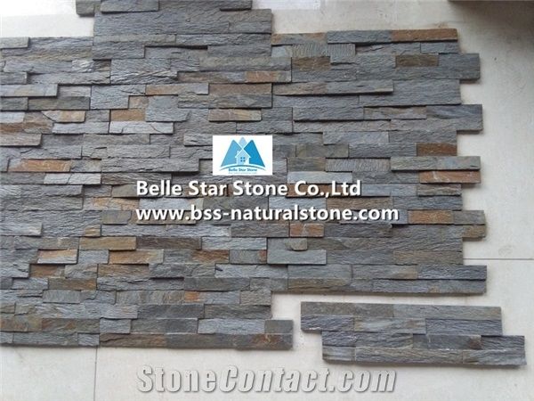 Iron Rusty Split Face Slate Stone Wall Panels,Iron Grey Slate Culture Stone,Iron Slate Stacked Stone,Natural Split Face Stone Cladding,Slate Thin Stone Veneer,Iron Slate Ledgestone,Outdoor/Indoor Wall