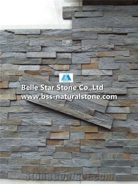 Iron Rusty Split Face Slate Stone Wall Panels,Iron Grey Slate Culture Stone,Iron Slate Stacked Stone,Natural Split Face Stone Cladding,Slate Thin Stone Veneer,Iron Slate Ledgestone,Outdoor/Indoor Wall