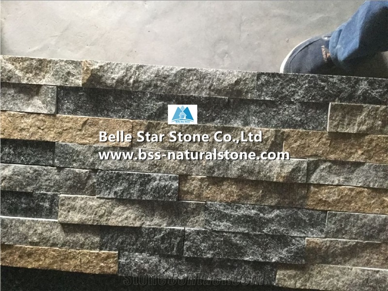 Rustic Mixed Green Quartzite Culture Stone,Natural Quartzite Stacked Stone,Multicolor Quartzite Stone Cladding,Split Face Quartzite Stone Panels,Quartzite Ledgestone,Quartzite Thin Stone Veneer