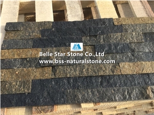 Rustic Mixed Green Quartzite Culture Stone,Natural Quartzite Stacked Stone,Multicolor Quartzite Stone Cladding,Split Face Quartzite Stone Panels,Quartzite Ledgestone,Quartzite Thin Stone Veneer