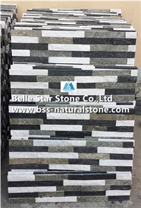 White Quartzite Mixed Black Quartzite and Green Quartzite Stacked Stone,Quartzite Stone Cladding,Natural Stone Wall Panels,Quartzite Thin Stone Veneer,Quartzite Culture Stone,Quartzite Ledgestone