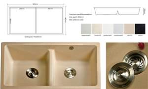 White/Black/Beige Quartz Bathroom Round And Square Vanity Basin And Sink With Single And Double Wash