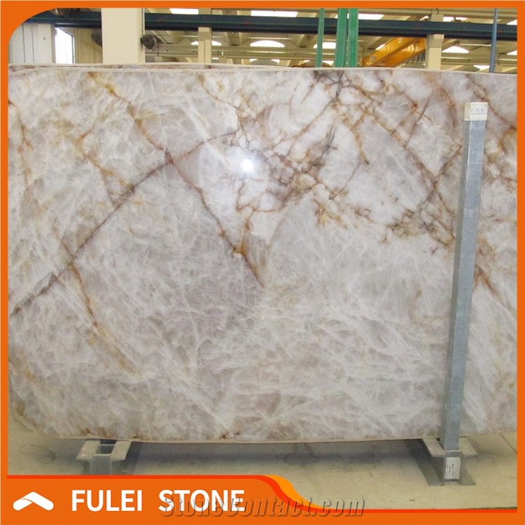 Cristallo Quartzite Slab, White Princess Quartzite Slab