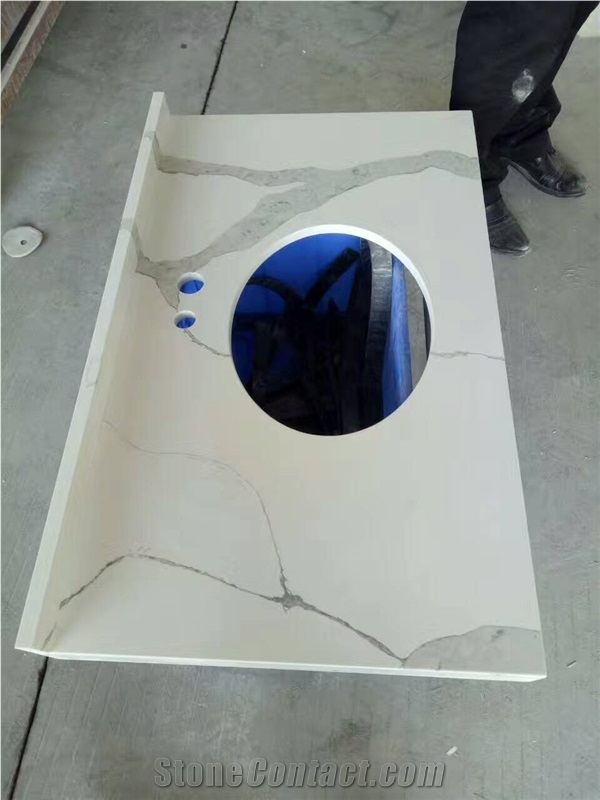 Artificial Stone Top,Bathroom Countertops,Custom Vanity Tops,Quartz Stone Vanity Tops,Bathroom Vanity Tops,Quartz Stone Bathroom Tops,Calacatta Bianco Vanity Tops