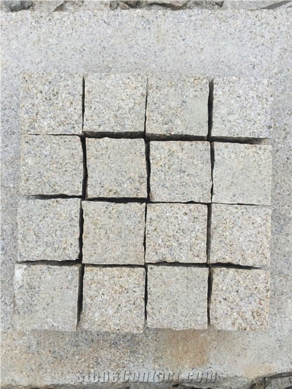 G682 Padang Giallo Sunset Gold Golden Sand Giallo Ming Yellow Rustic Granite Cube Stone Paver Setts