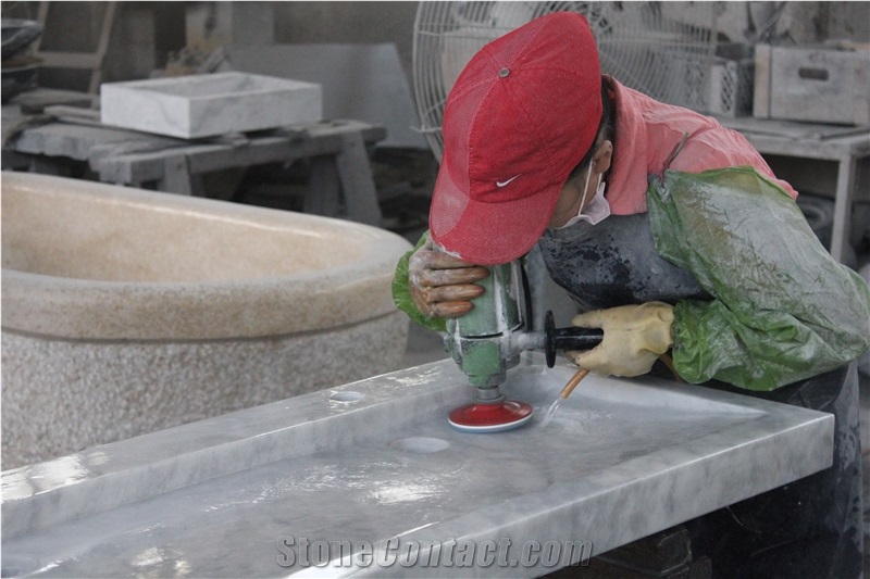 Guangxi White Marble Sinks,Bathroom Sinks,Wash Basins,Square Sinks,Polished Sinks/Basins,Vessel Sinks,Vessel Basin