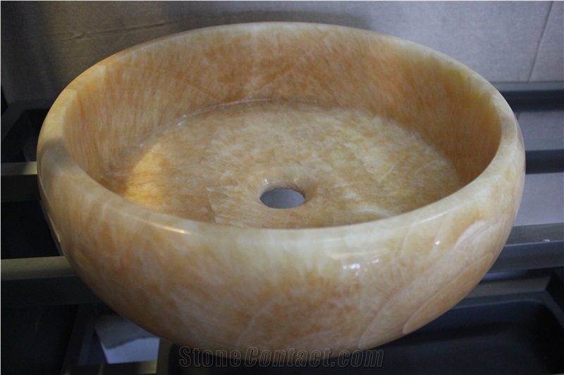 Honey Onyx Pedestal Basins,Bathroom Sinks,Wash Basins,Round Basins,Vessel Sinks,Natural Stone Vessel Sinks/Basins