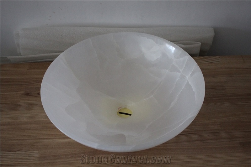 White Onyx Stone Wash Basin Sink