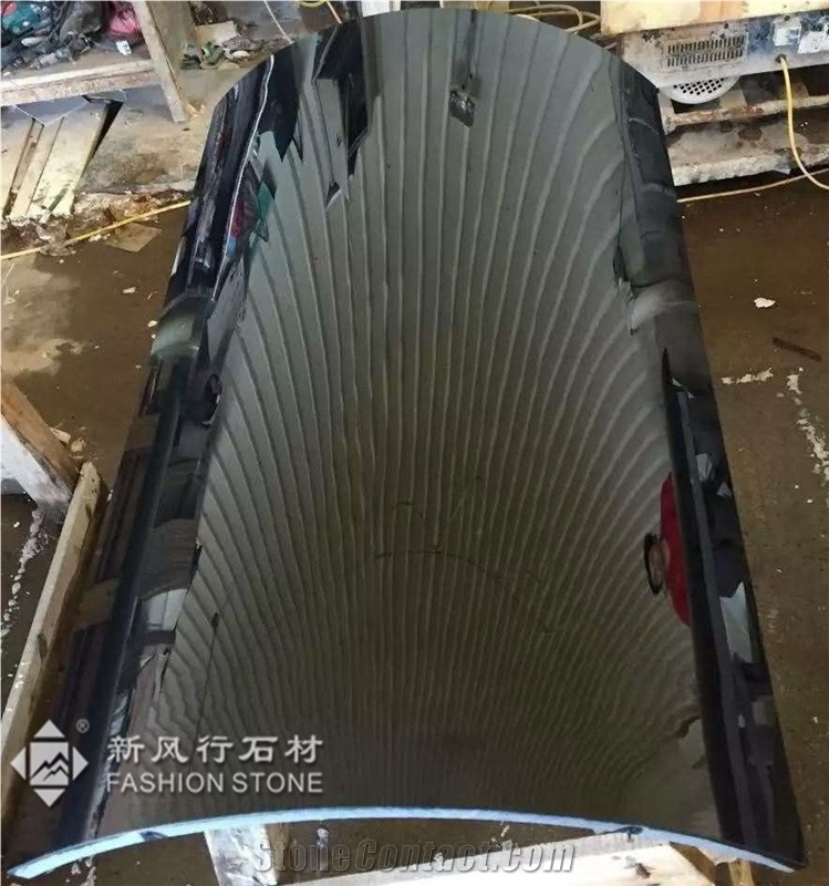 Super Black Crystallized Glass Column,Man-Made Black Stone Polished,Foshan China.