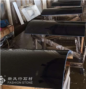 Super Black Crystallized Glass Column,Man-Made Black Stone Polished,Foshan China.