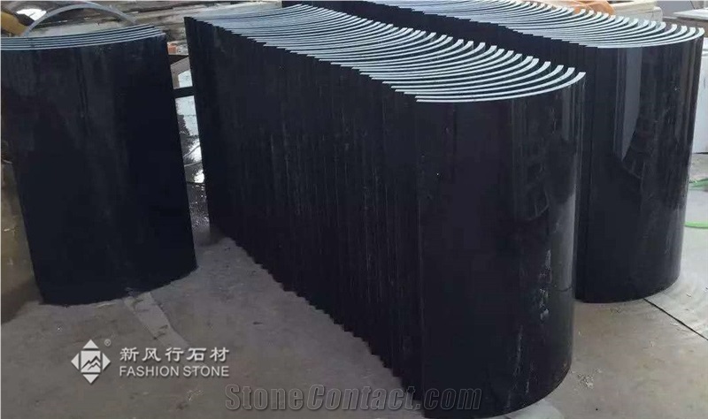 Super Black Crystallized Glass Column,Man-Made Black Stone Polished,Foshan China.