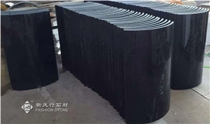 Super Black Crystallized Glass Column,Man-Made Black Stone Polished,Foshan China.