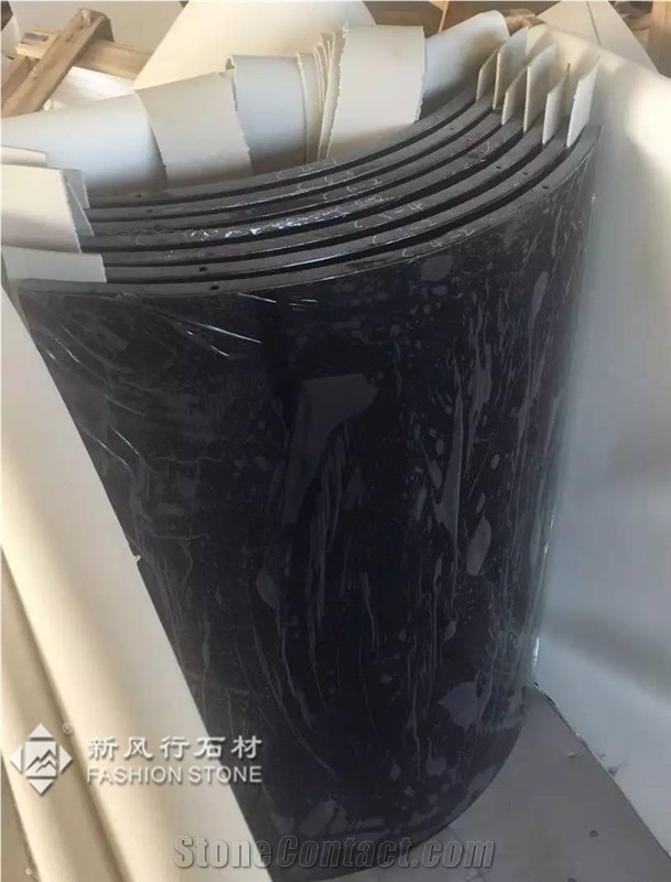 Super Black Crystallized Glass Column,Man-Made Black Stone Polished,Foshan China.