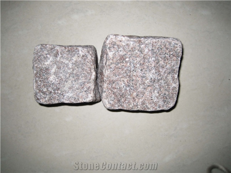 G354 Cubes, G354 Flamed Cubes, G354 Split Cubes, G354 Bushhammered Cube, G354 Cobble Stone, G354 Red Granite Cube, G354 Red Cobble Stone
