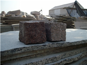 G354 Cubes, G354 Flamed Cubes, G354 Split Cubes, G354 Bushhammered Cube, G354 Cobble Stone, G354 Red Granite Cube, G354 Red Cobble Stone