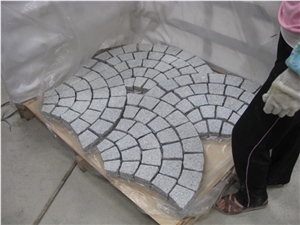 G603 Sesame White Granite Mesh Cobblestone/White Grey Cubstone/Starry Night Granite Cobble Stones, Light Grey Granite Cube Stone/Pavers Grey Paving Stone