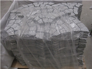 G603 Sesame White Granite Mesh Cobblestone/White Grey Cubstone/Starry Night Granite Cobble Stones, Light Grey Granite Cube Stone/Pavers Grey Paving Stone