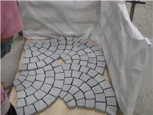G603 Sesame White Granite Mesh Cobblestone/White Grey Cubstone/Starry Night Granite Cobble Stones, Light Grey Granite Cube Stone/Pavers Grey Paving Stone