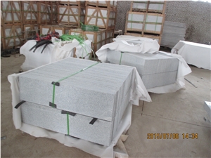 Low Price China G603 Light Grey, Sesame White Flamed Granite Slabs & Tiles, Cheap Bianco Crystal Granite in Stairs Steps with Anti Slip, Beveled Long Edge, Treads and Risers, Natural Stone Building