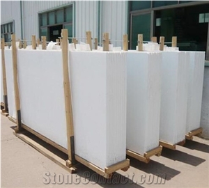 Pure White Non-Porous Nano Crystallized Glass Panel Slab for Countertops, Mosaic, Exterior - Interior Wall and Floor Applications, Fountains, Pool and Wall Cladding, Stairs, Window Sills