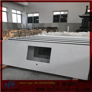 Quartz Kitchen Countertops Of Crystallized Glass Stone, White Quartz Kitchen Countertops