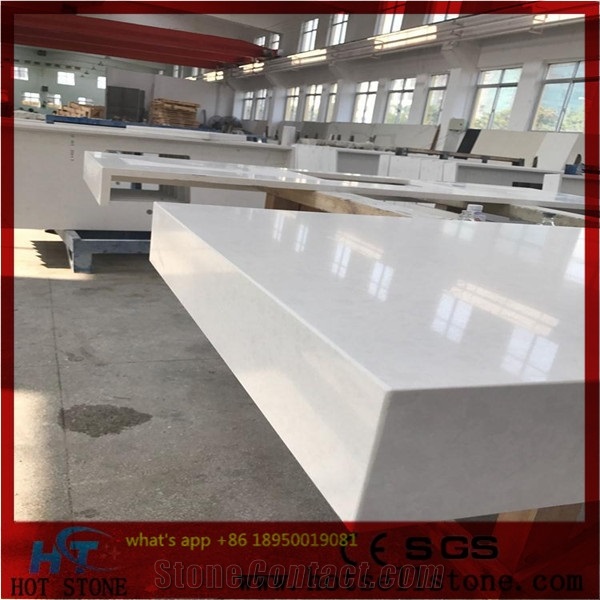 Quartz Kitchen Countertops Of Crystallized Glass Stone, White Quartz Kitchen Countertops