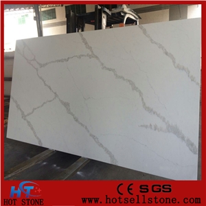 White Laminated Carrara Marble Quartz Stone Slabs,Engineering Quartz for Sale