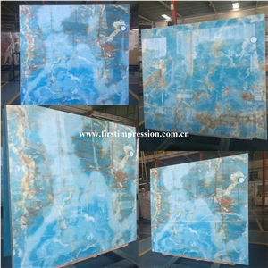 Blue Onyx Slabs & Tiles/Blue Onyx Polished Slabs for Wall and Floor Covering Tiles/Pure Blue Onyx Cut to Size/Onyx Tv Wall/Luxury Blue Onyx Big Slabs