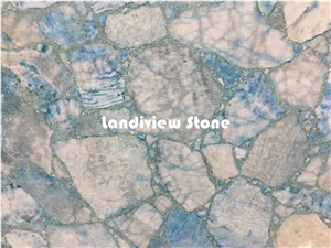Ice Blue Calcite Slabs and Tiles, Semiprecious Stone Slabs and Tiles