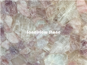 Pink Quartz Slabs and Tiles, Semiprecious Stone Slabs and Tiles