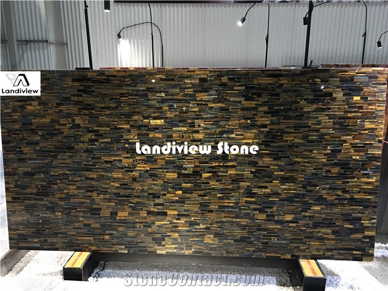 Semiprecious Stone Gemstone Tiger Eye Yellow Slabs Tiles
