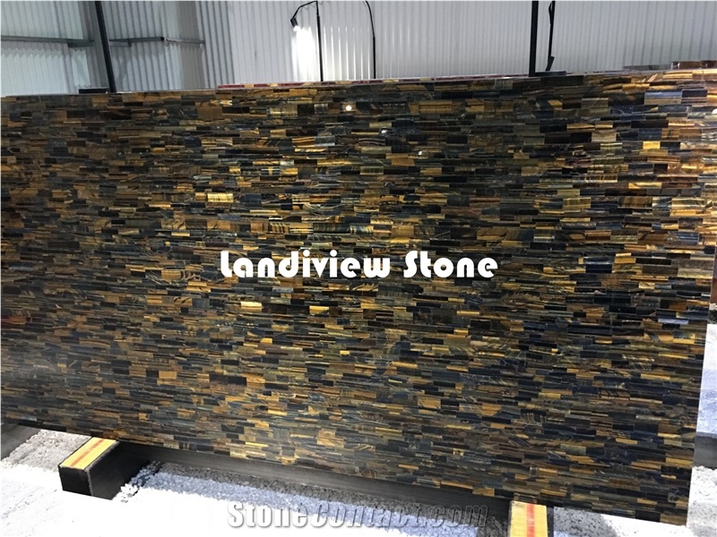 Semiprecious Stone Gemstone Tiger Eye Yellow Slabs Tiles