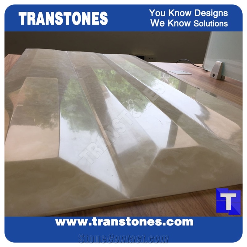 3d Solid Surface Faux White Marble Thin Laminated Wall Panels,Cnc Carved Walling