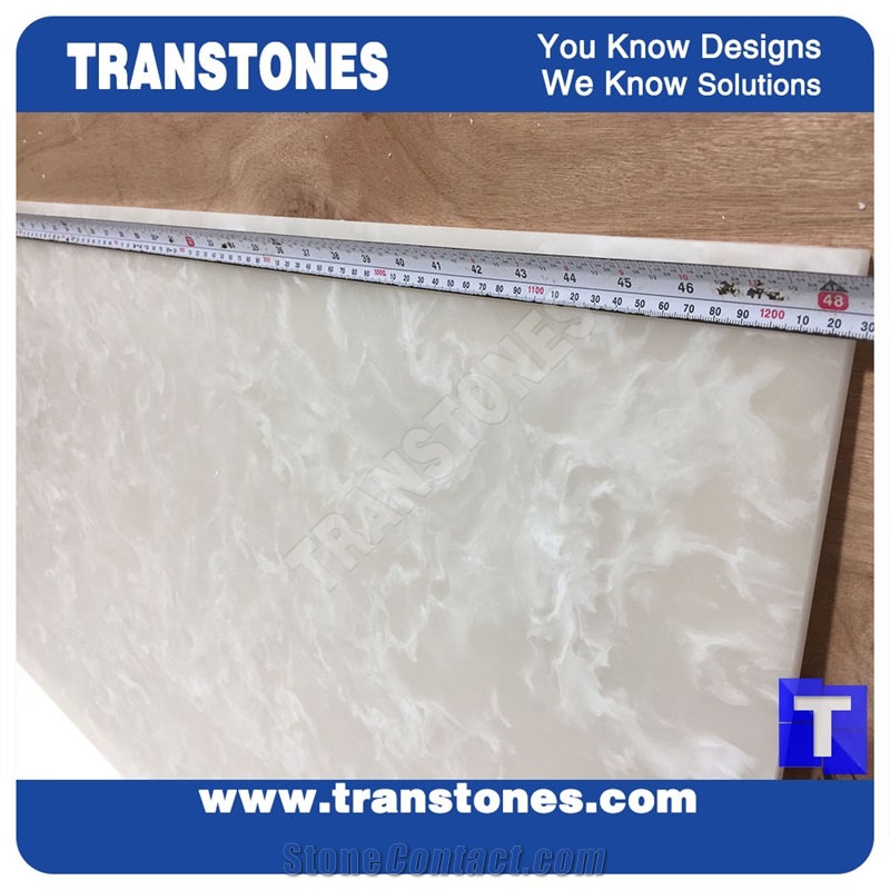 Artificial Beige Spray Marble Faux Quartz Slabs for Wall Panel Ceiling Floor Covering,Solid Surface Engineered Stone Glass Resin Stone Slab for Reception Desk,Countertops Backlit
