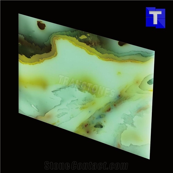 Artificial Green Crystal Onyx Wall Cladding Panel Floor Covering Tiles Solid Surface Translucent Backlit Verde Resin Glass Alabaster Stone for Bar Tops,Reception Table Desk Hotel Counter Tops