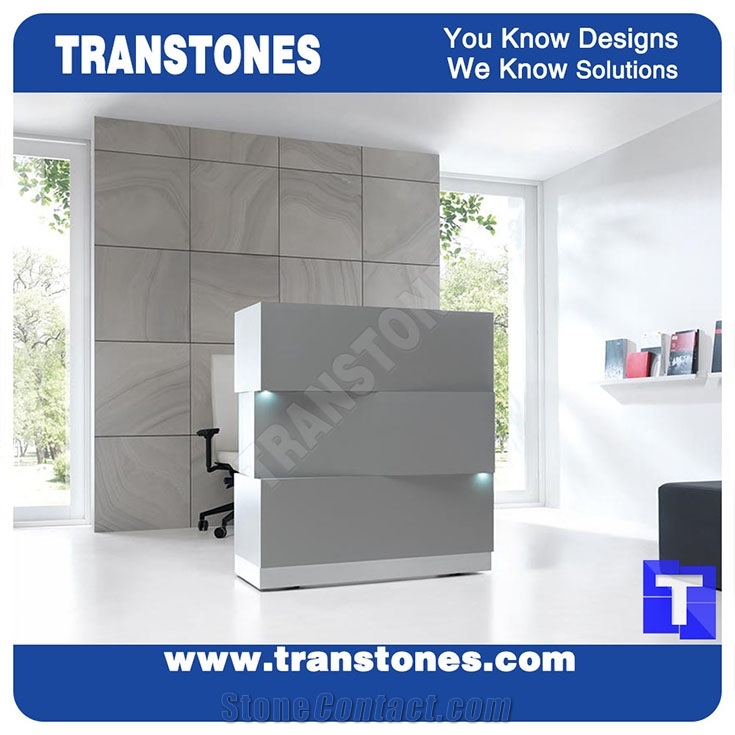 Cheap Price 3d Solid Surface Acrylic Grey Marble Office Table Desk for Reception,Meeting Customized New Material for Stone Business Interior Furniture