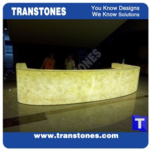 Curved Rusty Spray Wave Ivory Beige Artificial Beige Crystal Onyx Panel Reception Counter Top Panel, Solid Surface Translucent Backlit Cream Resin Glass Alabaster Stone for Bar Tops,Reception Table