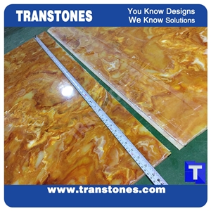 Giallo Acrylic Gold Dragon Rainbow Quartz Onyx Slabs Tile Cut to Size Wall Cladding,Floor Cover Pattern Sheet,Faux Alabaster Glass Stones for Interior