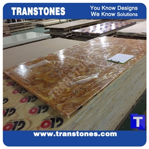 Giallo Acrylic Gold Dragon Rainbow Quartz Onyx Slabs Tile Cut to Size Wall Cladding,Floor Cover Pattern Sheet,Faux Alabaster Glass Stones for Interior