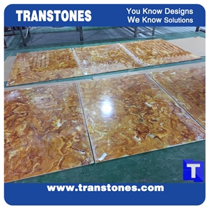 Golden Rainbow Dragon Solid Surface Yellow Acrylic Onyx Slab Tiles Sheet for Wall Cladding,Ceiling,Artificial Marble Slab for Countertops,Interior Furniture Material