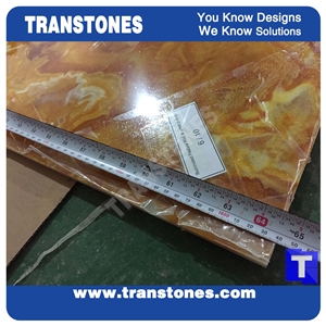 Golden Solid Surface Yellow Artificial Marble Slab Tiles