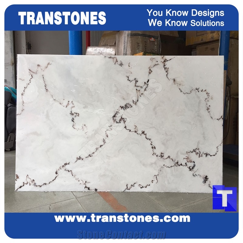 Good Price Solid Surface Calacatta Carrara White Marble Look Glass Stone Slabs Tile for Wall Panel,Ceiling,Kitchen Bathroom Design Floor Covering Pattern,Engineered Quartz Stone