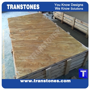 Good Price Solid Surface Translucent Golden Paradiso Artificial Marble Slabs Polished High Gloss,Engineered Stone Yellow Tile Sheet Wall Panel Cladding,Floor Covering Interior Stone