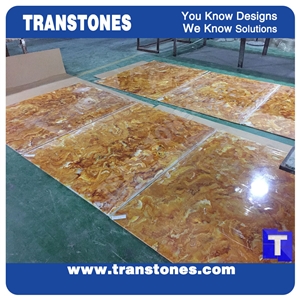 Good Quality Giallo Acrylic Gold Dragon Rainbow Onyx Slabs Tile Cut to Size Wall Cladding,Floor Cover Pattern Sheet