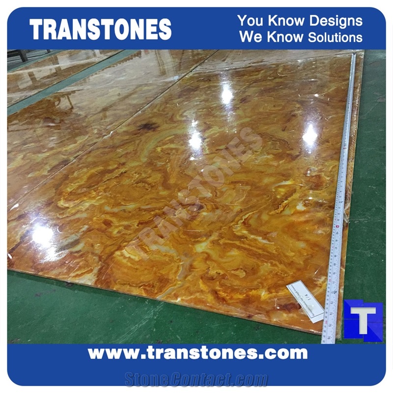 Good Quality Giallo Acrylic Gold Dragon Rainbow Onyx Slabs Tile Cut to Size Wall Cladding,Floor Cover Pattern Sheet