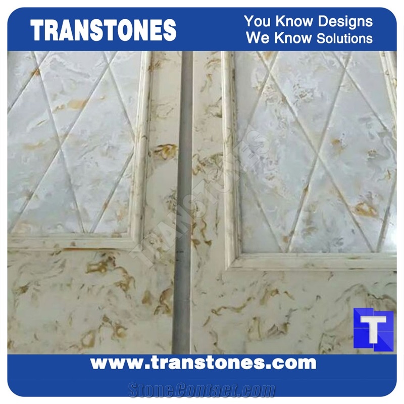 High Gloss Artificial Marble Beige Spray Silver Faux Slabs,Tile 3d Waterjet Wall Panel Celing Floor Covering,Solid Surface Engineered Glass Resin Stone Interior Building Decor